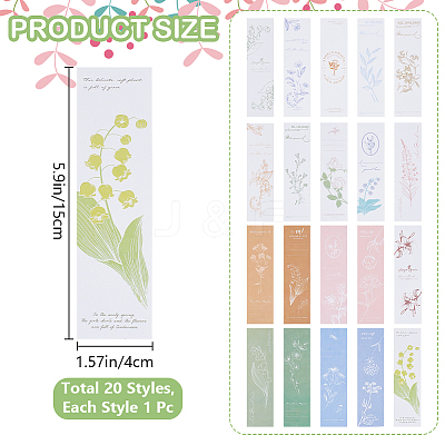 20Pcs 20 Style Paper Bookmarks AJEW-WH0007-12-1