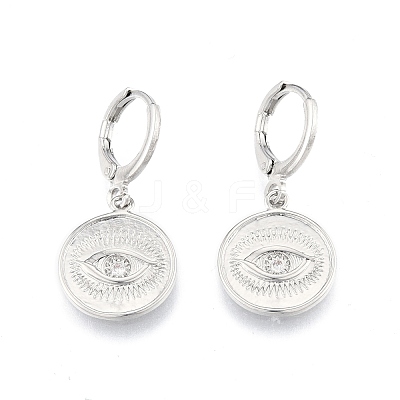 Clear Cubic Zirconia Horse Eye Dangle Leverback Earrings EJEW-N012-104P-1
