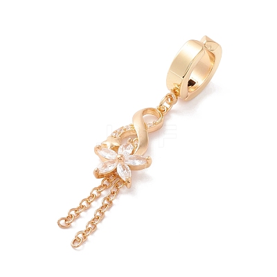 Infinity and Flower Cubic Zirconia Charm Belly Ring AJEW-F057-08G-1