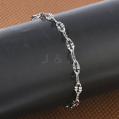 304 Stainless Steel Dapped Chains Bracelets for Women BJEW-D466-08B-P-1