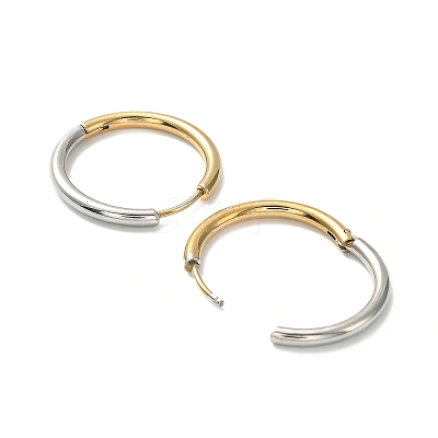 Ion Plating(IP) Two Tone 304 Stainless Steel Huggie Hoop Earrings EJEW-A106-02F-1