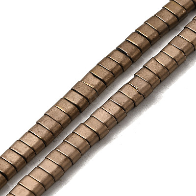 2-Hole Electroplated Synthetic Non-magnetic Hematite Beads Strands G-L613-A01-01F-1