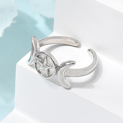 Brass Open Cuff Rings for Women RJEW-K322-01P-1
