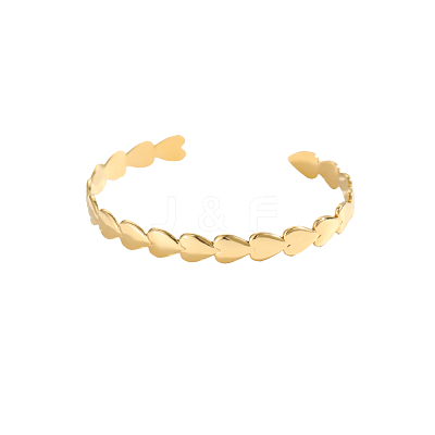 Heart 304 Stainless Steel Cuff Bangles STAS-OY007-70G-1