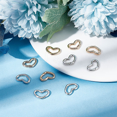 10Pcs 2 Colors Brass Spring Gate Rings KK-BBC0003-88-1