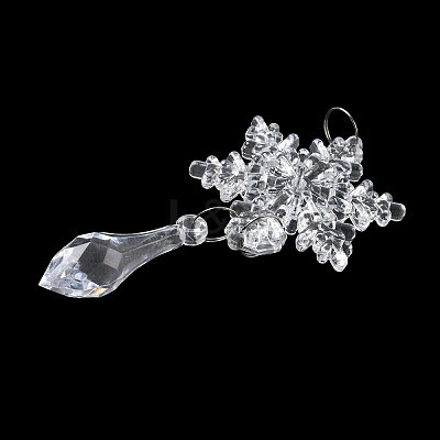 5Pcs Acrylic Transparent Icicle Snowflake Pendant Decorations HJEW-D003-01B-1