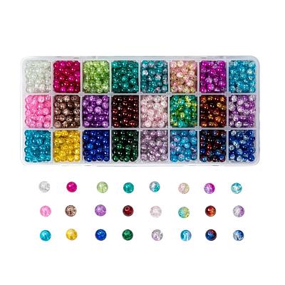 Spray Painted Crackle Glass Beads CCG-JP0001-01B-1