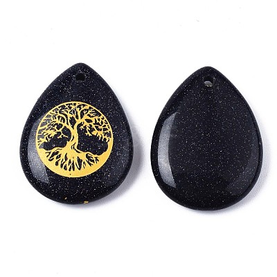 Synthetic Blue Goldstone Pendants G-T122-71B-1