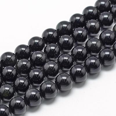Natural Obsidian Beads Strands G-R446-8mm-24-1