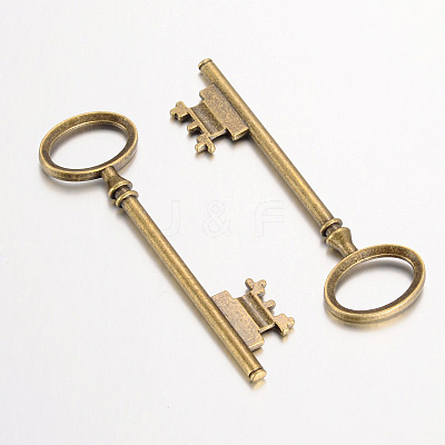 Tibetan Style Alloy Skeleton Key Large Pendants LS-TIBEP-S105-AB-NR-1