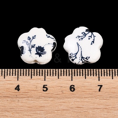 Floral Printed Porcelain Beads X-PORC-Q166-1-1
