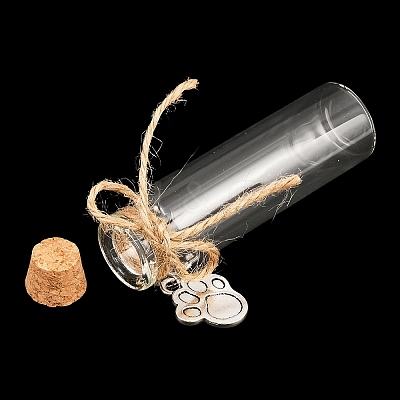5Pcs Paw Print Glass Bottles AJEW-FG00021-1