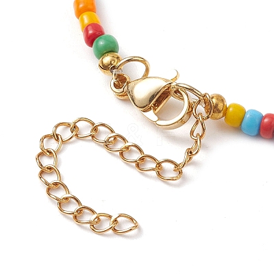 Flower Glass Seed & Pearl Beaded Necklaces NJEW-JN04677-02-1