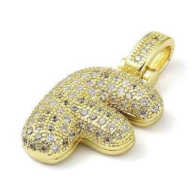 Brass Micro Pave Clear Cubic Zirconia Pendants KK-M279-01G-F-1