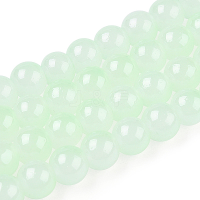 Baking Paint Imitation Jade Glass Round Bead Strands DGLA-N003-6mm-08-1-1
