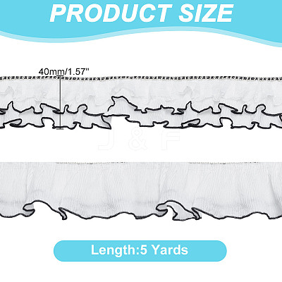 5 Yards Polyester Pleated Lace Ribbon OCOR-DC0001-22-1
