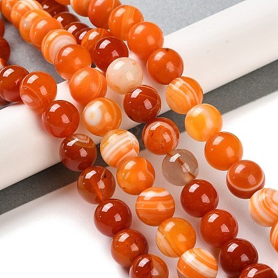 Natural Striped Agate/Banded Agate Beads Strands G-Z060-A01-C17-1