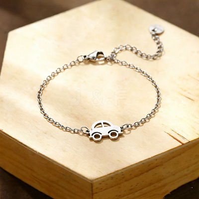 304 Stainless Steel Car Link Bracelets WGCCA96-01-1