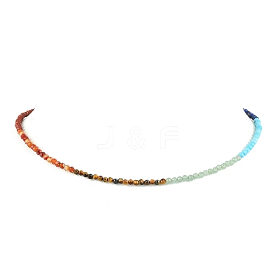 3.5mm Chakra Gemstone Round Beaded Necklaces NJEW-JN05161-1