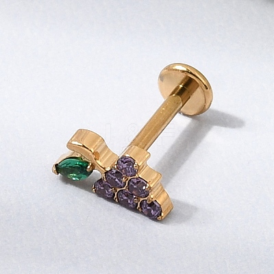 F136 Titanium Pave Cubic Zirconia Fruit Internally Threaded Labrets ME-CBA9828-06C-G-1