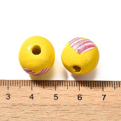 Valentine's Day Element Printed Wood Beads WOOD-R002-01-03-1