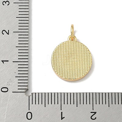Brass Pave Natural Shell Flat Round with Letter Charms KK-Z115-13G-O-1