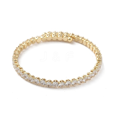 Brass Micro Pave Cubic Zirconia Cuff Bangles BJEW-D039-08G-1