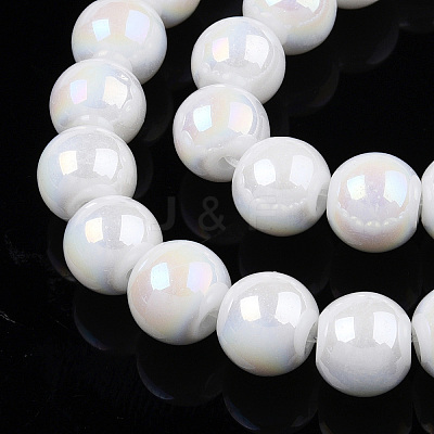 Electroplate Opaque Glass Beads Strands X-GLAA-T032-P6mm-AB02-1