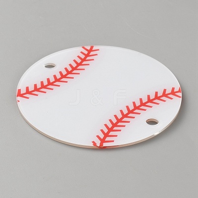 Acrylic Sport Ball Connector Charms MACR-WH0007-160B-1