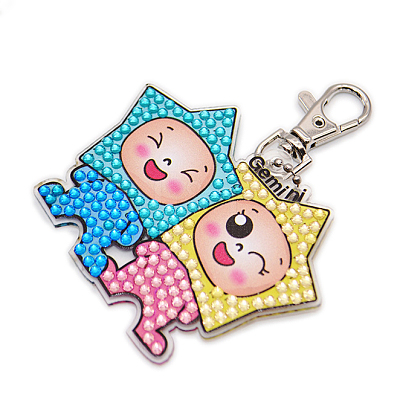 DIY Constellations Pattern Cartoon Keychain Diamond Painting Kits ZODI-PW0001-107C-1