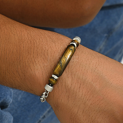 Natural Tiger Eye Round Beaded Bracelets LS-PO7911-1