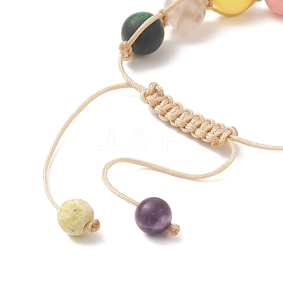Round Natural & Synthetic Mixed Gemstone Braided Bead Bracelet BJEW-JB09299-1