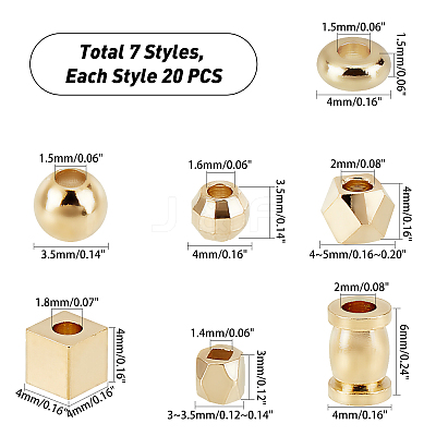 140Pcs 7 Style Brass Spacer Beads KK-PH0001-09-1