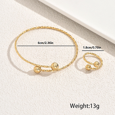 Stainless Steel Round Cuff Bangle & Rings Sets for Women XN0505-1