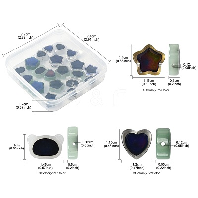 20Pcs 10 Styles Two Tone Glass Mood Beads GLAA-FS0002-30-1
