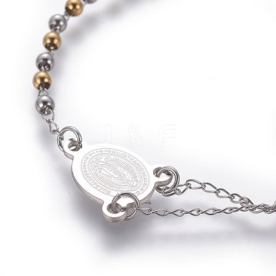 304 Stainless Steel Charm Bracelets BJEW-P258-17GP-1