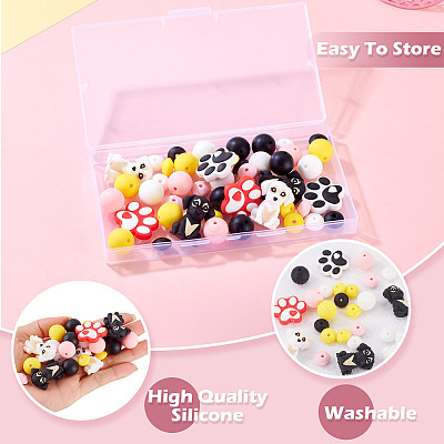 52Pcs Dog Themed Silicone Beads SIL-TA0003-36-1