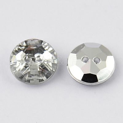 2-Hole Taiwan Acrylic Rhinestone Flat Round Buttons BUTT-F015-10mm-02-1
