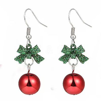 Christmas Theme Alloy Plastic Dangle Earrings FS-WG6FBD6-08-1