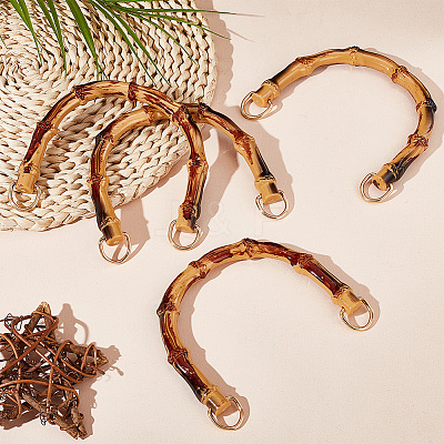 Arch Plastic Imitation Bamboo Bag Handles FIND-WH0139-194-1