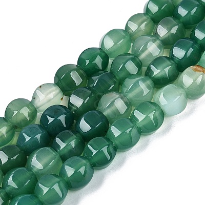 Natural Green Onyx Agate Beads Strands G-Q608-08A-03-1