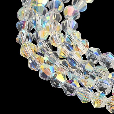 Electroplate Transparent Glass Beads Strands EGLA-K015-18Y-1