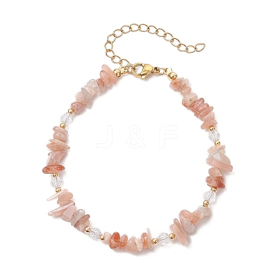Natural Sunstone Chip Beaded Bracelets for Women BJEW-JB11742-02-1