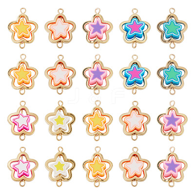 20Pcs Polymer Clay Flower & CCB Frame Links Connector Charms CLAY-TADJ0001-08G-1