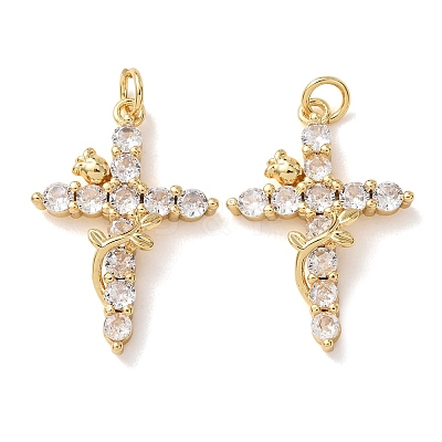 Brass Pave Clear Cubic Zirconia Pendants CU-CBA2907-01B-G-1
