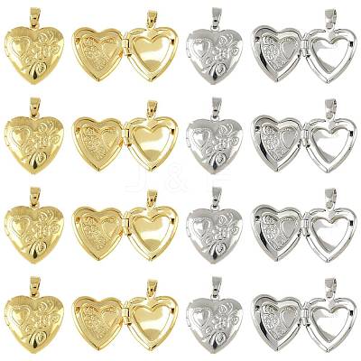 10Pcs 2 Colors Rack Plating Brass Locket Pendants KK-FS0001-89-1