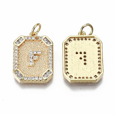 Brass Micro Pave Clear Cubic Zirconia Pendants KK-S356-234F-G-NF-1