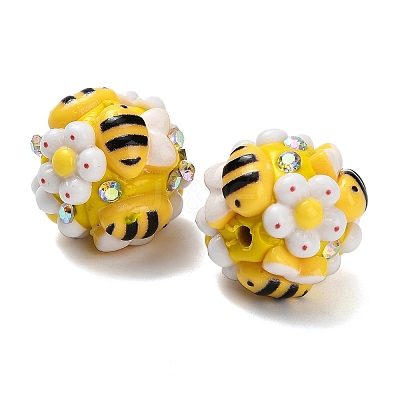 Polymer Clay Rhinestone Beads with Resin RESI-Z045-05-1