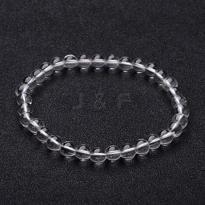 Natural Crystal Round Beaded Stretch Bracelets BJEW-F202-07-1