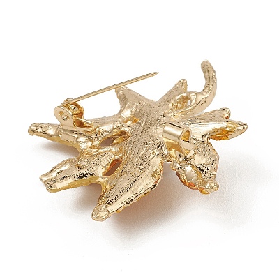 ABS Plastic Imitation Pearl Maple Leaf Brooch Pin JEWB-Q030-13G-1